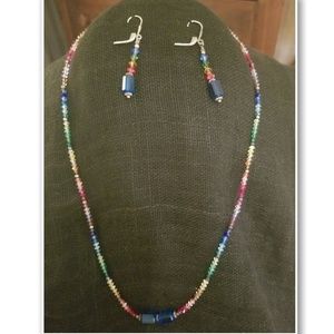 Ombre Rainbow Swarovski Statement Necklace Set